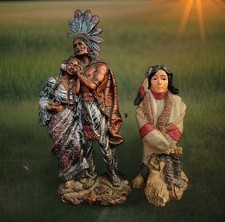​Young's Inc American Frontier Collection Native American Chief & Maiden+Squaw  picture