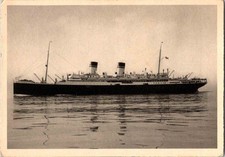 Postcard SS Roma Italia Flotte Riunite Genova Italian Line passenger ship b &w picture