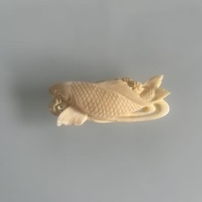 Antique obidome Carp Natural Material Japanese Kimono Accessory picture