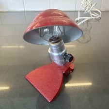Vintage Leviton Clip On Clamp Lamp Red Metal Burgundy Shade 5