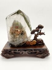 Garden Quartz AAA Grade, Clear Freeform With Unique Carved Custom Wood Stand  picture