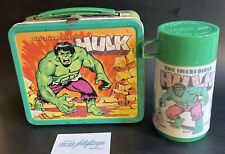Vtg Alladdin 1978 The Incredible HULK Metal Lunchbox w/Thermos (no inner lid) picture