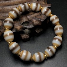 Rare Tibetan Buddhism Agate 1 Line Medicine Man Dzi Beads Amulet Bracelet Z3667 picture