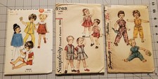 Lot of 3 Vintage Toddler Butterick 5521 Simplicity 3763, 1594 Sewing Patterns  picture