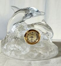 Cristal D'arques Glass Dolphin Crystal Clock Concept Quartz Needs Battery picture