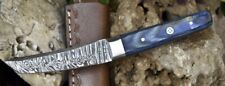 Hand Crafted Damascus Tanto Knife - Hard Wood Handle - Steel Bolster w/ Sheeth picture
