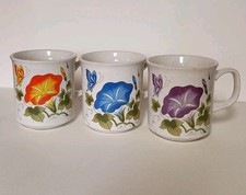 Vtg Morning Glory Speckled Mug Made In Japan Set Of Three picture