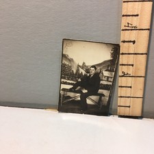 Vintage Photo 40's Young Man Arcade Photo a2 picture