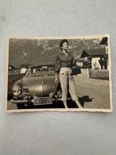 Vintage Snapshot Photograph Woman with Volkswagen Karmann Ghia VW Car Photo picture