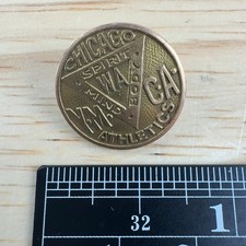 Vintage Chicago YMCA Athletics Brass Lapel Pin Screw Back Spirit Mind Body 1 in picture