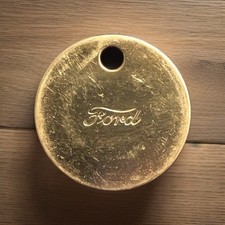 RARE 1.25” Vintage Ford Logo Brass Keyring Tag Model A T 1932 Antique Stamped picture