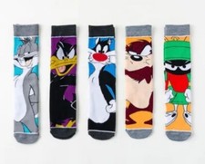 5 Brand New Looney Tunes Socks Bugs Daffy Taz Sylvester Marvin Crew Set picture
