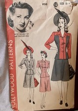 40s Hollywood 820 BETTY GRABLE Womens Dress Jacket Skirt Vintage Sewing Pattern picture
