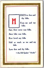 1911 An Old Quaker Health Poem Rhyme About Folks Posted Postcard picture