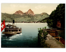 Switzerland, Lake Lucerne, fountain, myths, from the drift vintage photo picture