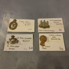 Collection of 4 Vintage British Military Cap Badges — Genuine Maker-Marked Lot picture