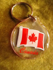 NEW Vtg 80s CANADA MAPLE LEAF SOUVENIR CLEAR COIN KEYRING/KEYCHAIN/FOB   picture