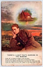 Postcard c1918 WWI Soldier Day Dreaming Of Home. picture
