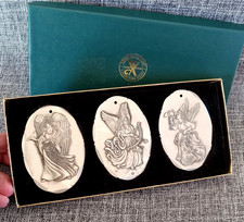 Vtg Wendell August Touched By An Angel Pewter Christmas Ornament Set in Box  picture