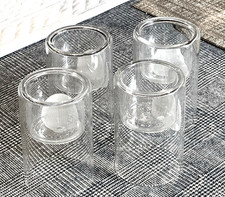 4 CLEAR GLASS TEALIGHT CANDLE HOLDERS MODERN picture