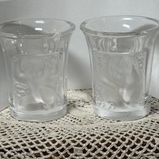 Set of 2 Lalique Enfant Shot Glass Signed Art Deco 1 3/4