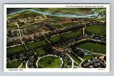 Cheyenne WY-Wyoming, Fort Francis E Warren, Aerial View Vintage Postcard picture