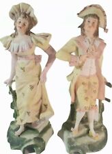 Antique French Bisque Porcelain Figures Statues Man & Woman Lord & Lady 12