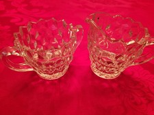 VTG Fosteria American Cubist Sugar Bowl & Creamer Set picture
