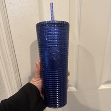 NEW Starbucks 2023 Blueberry Purple Glitter Grid 24oz Venti Tumbler picture