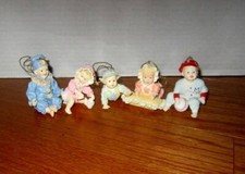 Vintage ADG Lot of 5 babies hanging Ornaments or dollhouse decorations 2