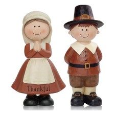 Yuntau 2 Pcs Thanksgiving Pilgrim Figurines Wooden Pilgrim Table Decor picture