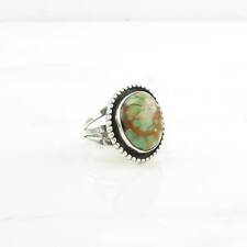 Vintage Native American Silver Ring Turquoise Sterling Green Size 5 1/2 picture