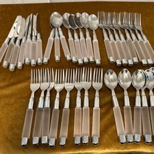 38 Pc Set Gibson 18/0 Stainless Cutlery - forks & knives Transparent Handles picture