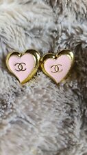 Upscaled Pink Heart Earrings Authentic Buttons picture