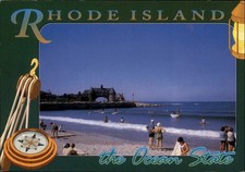 Narragansett Rhode Island Ocean State beach scene compass unused postcard sku527 picture