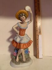 Vintage LADY WITH TAMBOURINE  Porcelain Figurine  10' TALL picture