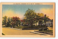 Anderson South Carolina SC Postcard 1930-1945 South Main Street View Residences picture