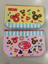 Disney Sweet Treats Mickey & Minnie Cosmetic Pouch Set of 2 Pink & Yellow  picture