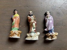 3 Vintage Asian Porcelain Figural Miniatures Chinese Style Figurines picture