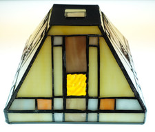 Vintage Mission Style Stained Glass Lamp Shade Arts & Crafts Square Pendant picture