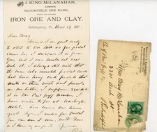 1881 Hollidaysburg PA Letter J King McLanahan Iron Ore Mining Company Envelope picture