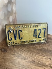 Vintage 1974 Mississippi Sunflower County License Plate (CVC 427) October-1974 picture