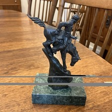 VTG Frederic Remington Bronze Statue On Marble Base “Mountain Man” Reproduction picture