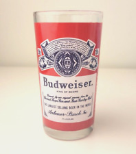 Vintage Budweiser  Logo Glass - white and blue on red whole glass piece picture