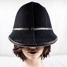 ANTIQUE 1900's Policeman Black Domed Helmet Bobby Hat Size S, 6 3/4 picture
