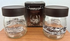 Set of 2 VTG Currier & Ives “The Road—Winter” Carlton Glass 3/4 Liter Candy Jars picture