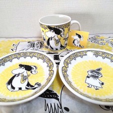 [1 mugs 2 plates]  ARABIA Moomin My Opera Mug Plate Set of 3 Scope Yellow New picture