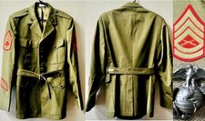 AUTHENTIC U.S MARINE CORP VTG. CROWN CO. MILITARY JACKET GREEN INFANTRY Sz.43L picture