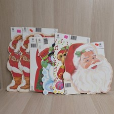 Vintage Eureka Christmas Die-Cut Lot Of 6 Double-Sided Santa Snowman Tree Bear picture
