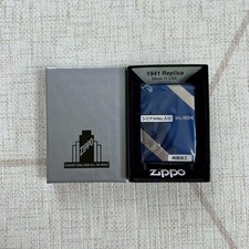 Zippo 1941 Replica Lighter Diagonal Line Ion Blue Silver Unused picture